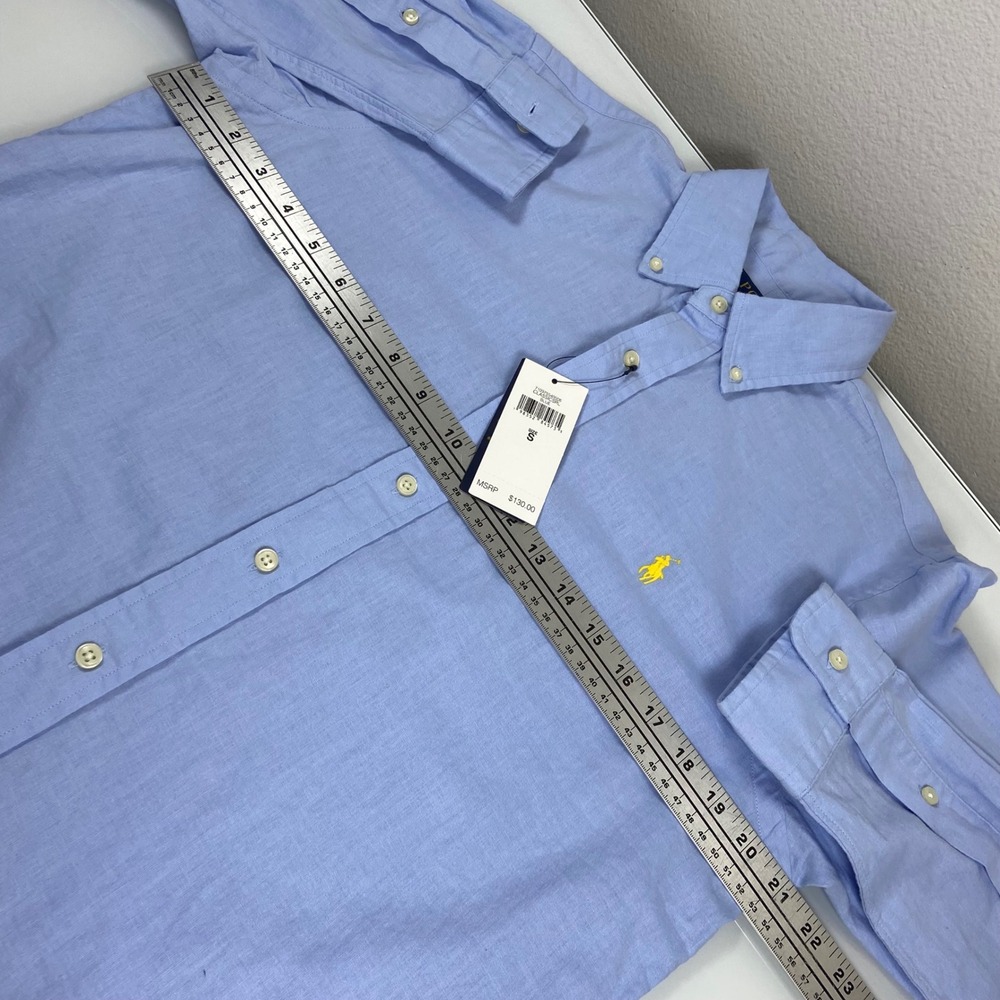 Polo Ralph Lauren Mens S Blue Linen Cotton Button Down Shirt NEW Classic Fit - Picture 6 of 8